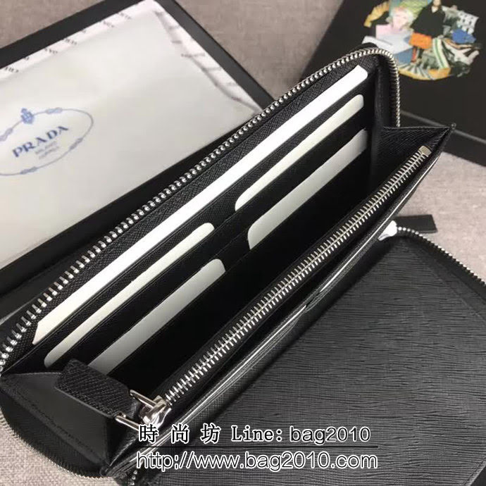 PRADA普拉達 官網同步 專櫃最新爆款 男士大號單拉鏈錢包 2ML188 DD1707